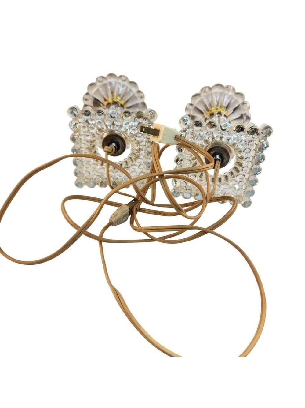Two Glass Table Lamps with Brass Fixtures Decorative Lighting for Bedside or Liv - Picture 11 of 14